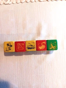 Lot of 5 Vintage Plastic Rattle Blocks Alphabet Animals Old Toy 1.5” - Picture 1 of 6