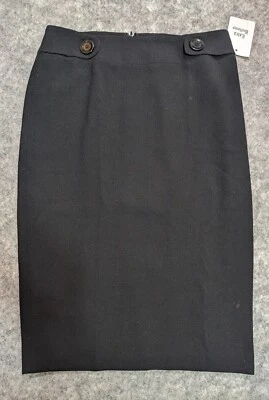 Sara Campbell Skirt Women's 8 Black Wool Poly Pencil Midi Day to Evening New USA Foto 1 de 4