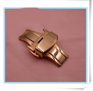 Butterfly Double Snap Clasp 10 12 14 16 18 20 22mm Stainless Steel Watch Buckle - Picture 1 of 14