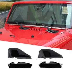 Gloss Black Front Window Windshield Wiper Base Trim For Jeep Wrangler JK 2007-17 - Picture 1 of 9
