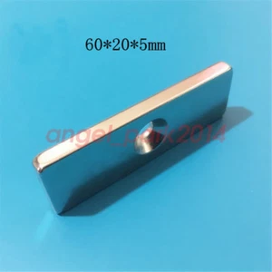 Lotes 60 x 20 x 5 mm agujero: 5 mm bloque súper fuerte imanes de neodimio tierras raras N50 - Imagen 1 de 2