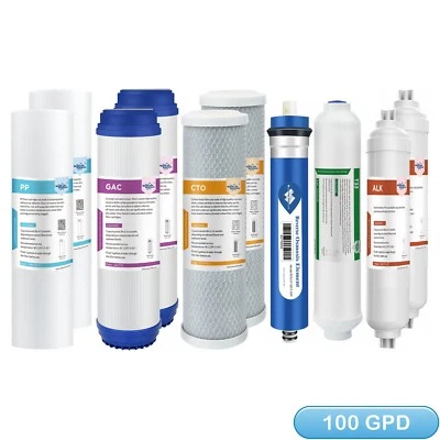 1-Year Replacement 6-Stage Alkaline 100 GPD Reverse Osmosis Water Filter 10 Pack - Image 1 of 4