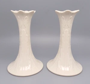 LENOX Woodland Ivory Porcelain Candlesticks Pair of 2 Taper Candle Holders 7” - Picture 1 of 5