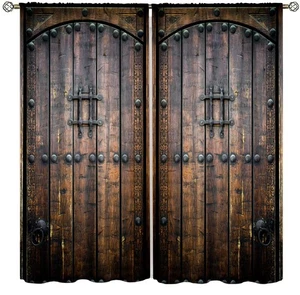 Rustic Wooden Door Curtain, Wooden Door Historical Vintage Exterior Medieval ... - Bild 1 von 8