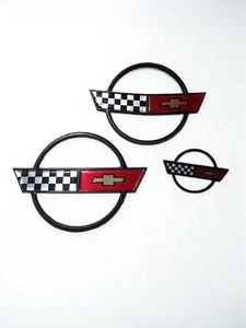 Chevrolet Corvette Emblem Set – 3pc Front, Rear & Small Badge – C4 1984–1996 - Picture 1 of 8