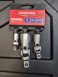 WorkPro Tools 3 Piece Universal Swivel Set 1/4" 3/8" 1/2" New Great GIFT Idea - Picture 1 of 12