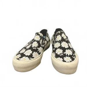 Seavees Damengröße 8,5B schwarz weiß Blumenmuster Slipper Freizeit Sneaker - Bild 1 von 9