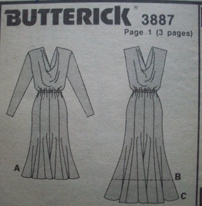 80's Draped neckline dress pattern 3887 size 14 16 18 UNCUT - Picture 1 of 2