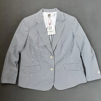 Anne Klein Jacket Womens 18W Striped Seersucker Textured Coastal Blazer NWT - Image 1 of 4