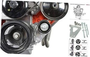 LS Billet Belt Tensioner Relocation Bracket Kit w/ Pulley for LSX Truck SUV - Picture 1 of 8