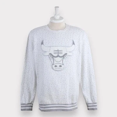 🏀Moletom NBA Bulls feminino vintage dos anos 90🏀 |2XL|Branco cinza pontilhado| Novo sem etiquetas - Imagem 1 de 4