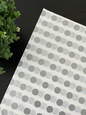 SILVER METALLIC DOTS Design Tissue Paper Sheet Choose Size & Package Amount - Image 1 of 4