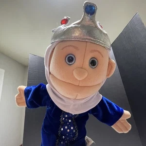 Vintage 2003 Sunny Puppet King Bauchredner blau silber Krone 16 Zoll Plüschtier EUC - Bild 1 von 7