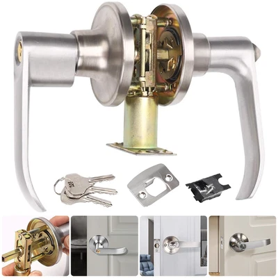 Sliver lever round interior door handle packs Latch, Bathroom and lock sets - Image 1 of 4
