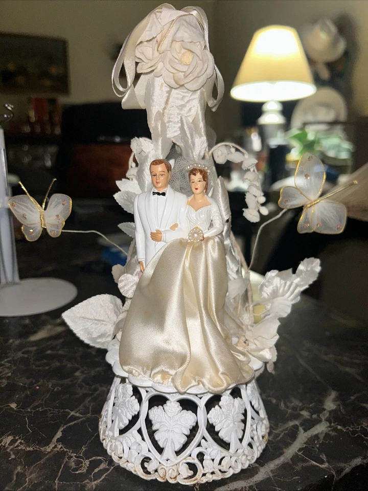 Vintage Wedding Cake Topper Bride & Groom - Image 1 of 2