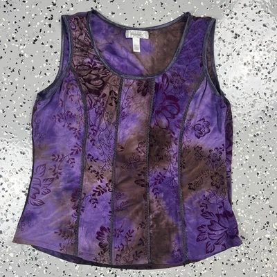 Dressbarn женщин бархата выгорания корсет Майка Sz PL фиолетовый галстук краситель фея гот - Изображение 1 из 4