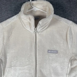 Columbia Jacket Womens Medium Ivory Plush Fleece Full Zip Sherpa Soft Warm Cozy - Picture 1 of 7