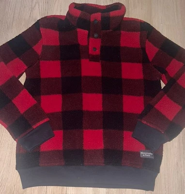 Pullover Abercrombie Niños 1/4 Botón Sherpa Vellón Buffalo Check Niño’s 9/10 ¡EXCELENTE ESTADO USADO! Foto 1 de 4