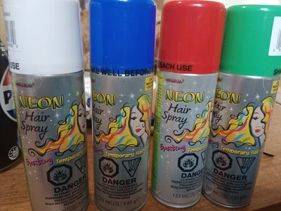 Neon X 4 Coloured Temporary Hair Spray Paint Colour Washable . As One Lot. NEW - image 1 of 3