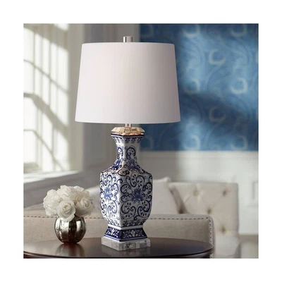 Lámpara de mesa de 3 vías Country Cottage con atenuador 28" de alto azul floral Foto 1 de 4