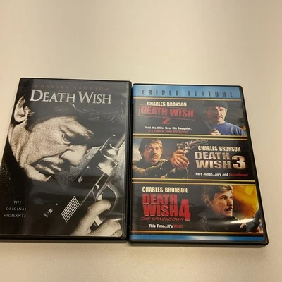 Death Wish LOT (4-DVD) Death Wish 1 2 3 4 Charles Bronson 4 Movie Lot  - Image 1 of 4