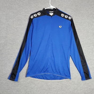 Camiseta deportiva Pearl iZumi para hombre mediana azul ciclismo logotipo cremallera completa bolsillos Foto 1 de 4