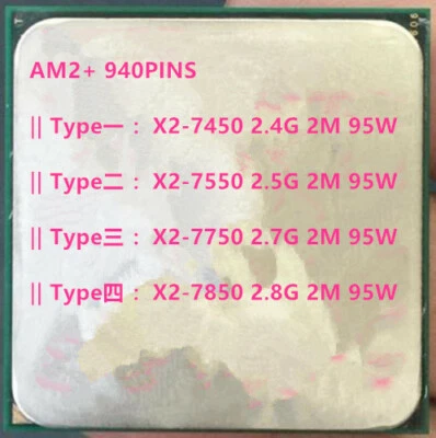AMD Dual-Core Athlon X2-7450 X2-7550 X2-7750 X2-7850 X2-775Z AM2+ 940 2M CPU - Image 1 of 4