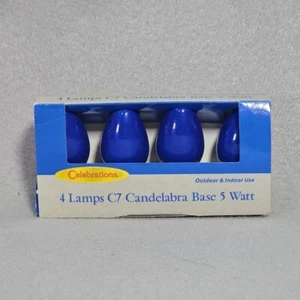 Celebrations C9 Blue Glass Replacement Bulbs Christmas 4 Pack - Picture 1 of 2