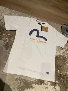 Evisu Herren weißes Tshirt - Möwe Logo - neu - Large - Bild 1 von 8