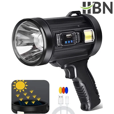 BN-LINK HBN Rechargeable Spotlight, Handheld Hunting Flashlight Led Spot Light Solar