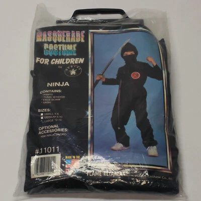 Disfraz Vintage Niño Negro Ninja Rubíes Mascarada #11011 Grande 12-14 Foto 1 de 4