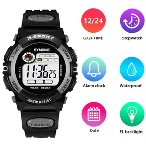 Kids Children Boys Girls Digital Electronic Watch LED Sports Watches Waterproof - Picture 1 of 16