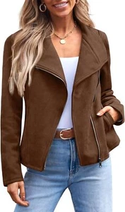 AUTOMET Womens Faux Leather Jackets Suede Fall Fashion 2025 Outfits Winter Cloth - Picture 1 of 27