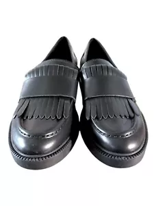 Marc Fisher Calixy Women Black Leather Fringe Loafers 7 NWOB - Picture 1 of 8