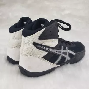 Asics 'Matflex 6' Youth Size US 5 Wrestling Shoes 1084A007 Black White Silver - Picture 1 of 5