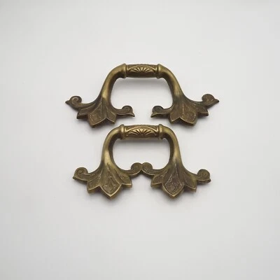 Pair of Art Deco French Brass Handles 2 Sizes – Antique Style Drawer Pulls  4279 - Image 1 of 4