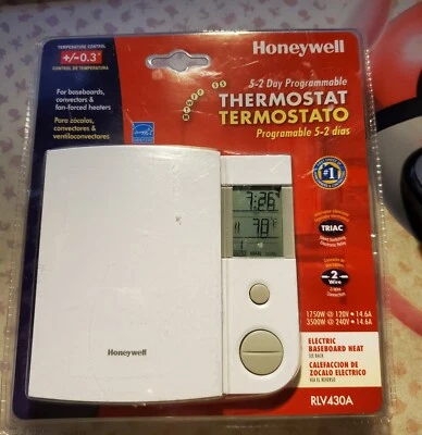 Honeywell Home RLV430A Programmable Electric BaseboardHeat Thermostat SEALED - Image 1 of 3