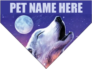 Bandana cane/animale domestico - ululato lupo bianco (può essere PERSONALIZZATA con nome animale domestico) - Foto 1 di 7