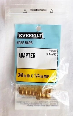 Brass Hose Barb Adapter 3/8” I.D. Barb x 1/4” MNPT • Everbilt™ LFA-293  - Image 1 of 4