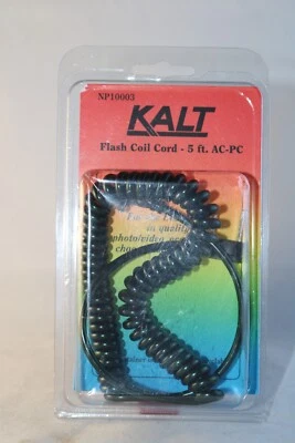 KALT FLASH COIL CORD 5 FOOT AC-PC NP10003 CAMERA CABLE - Image 1 of 4