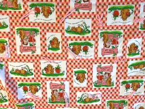 Strawberry Juze CAT Whimsical World Barbara Alexander DECKE 42"x42" Vintage - Bild 1 von 10
