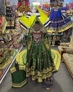 Afghan long Green kochi nikkah dress and wasket for women couple wedding set - Picture 1 of 4