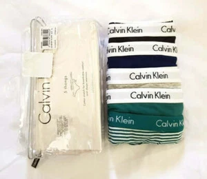 Calvin Klein Women's Cotton Stretch Thong/Strings 5-Pack Black/Grey/Green - Foto 1 di 7