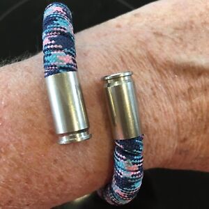 bracelet tressé fil d'aluminium boîtier de balle embout manchette style LUGER