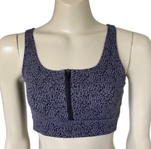 Body  Sports Bra Size M 10 Zip Front Racer Back Active Crop Top Non-Padded Grey - Picture 1 of 11