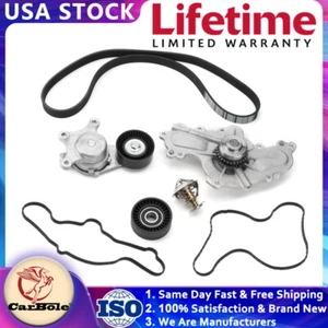 Water Pump & Drive Belt Tensioner Kit For 2012-2019 Ford Explorer 3.5L MKX 3.7L - Picture 1 of 23