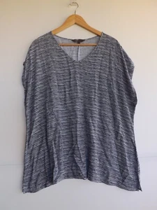 Beme Top 18 Womens Blue White Stripe Tee Short Sleeve Viscose T Shirt - Picture 1 of 6