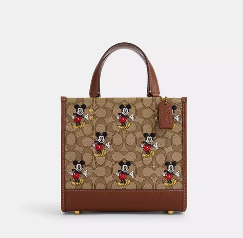 Borsa Disney X Coach Dempsey 22 nuova con etichetta in jacquard firmato con stampa Topolino