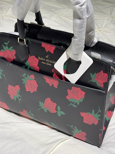 Borsa a tracolla Kate Spade Madison Medium Rose Toss Print in pelle nuova con etichette