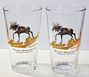 Lot of 2 Moose Drool Brown Ale Big Sky Brewing Company 16 oz Pint Glasses - Imagen 1 de 4